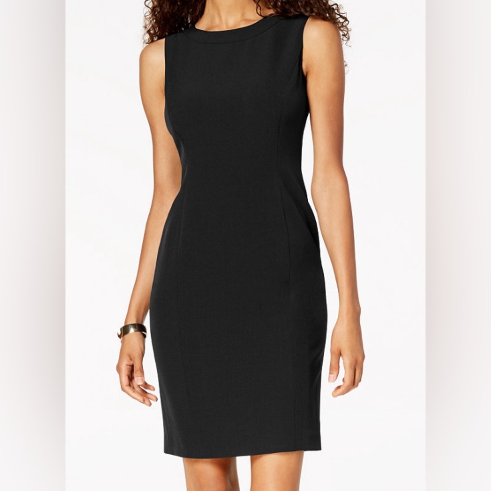 Kasper Crew-Neck Sheath Dress - Black - 8
